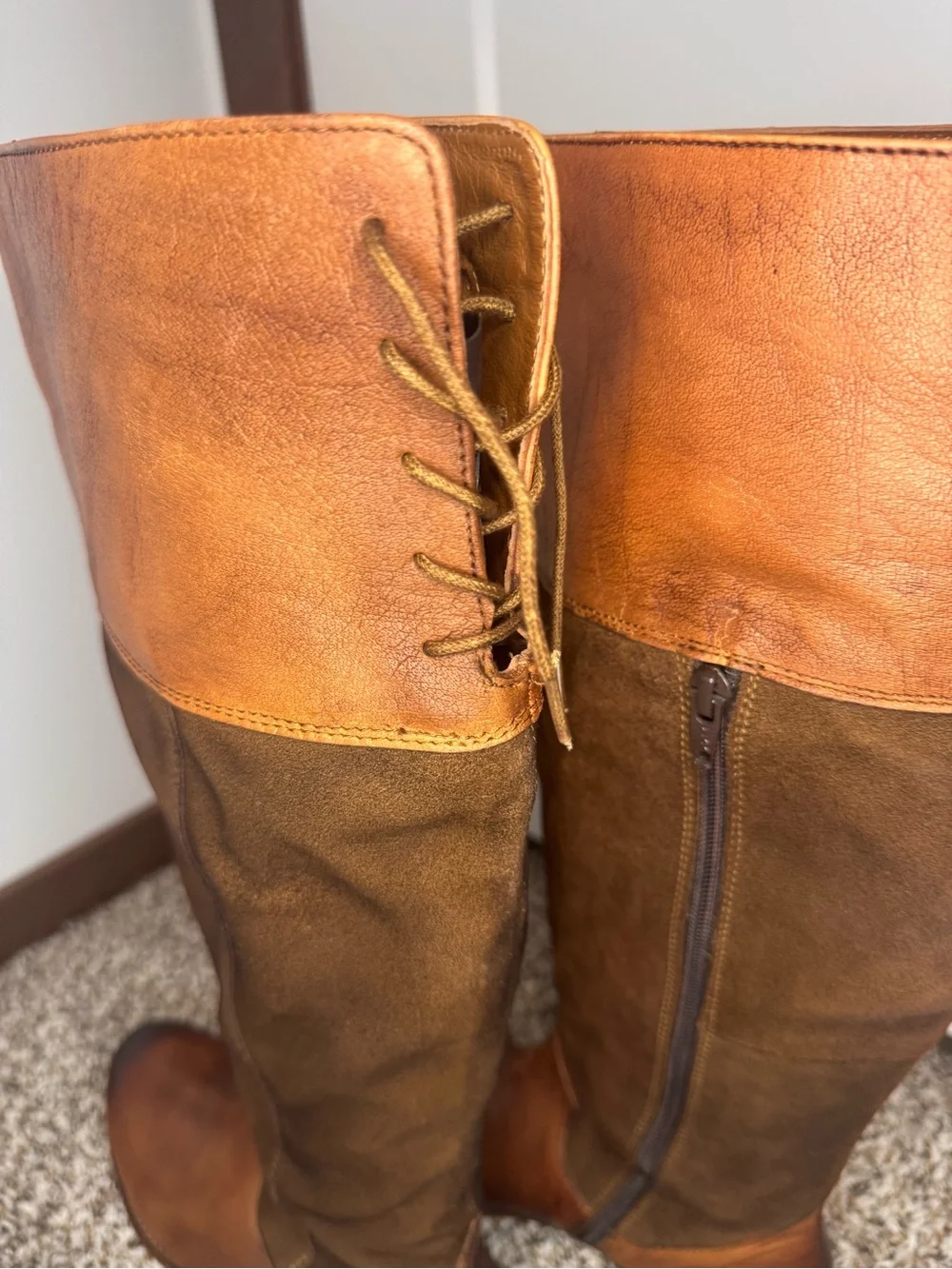 ROAN by Bed Stu Natty Women’s 7.5 Brown Leather Suede Tall Riding Boots